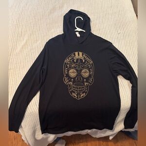 Alternative Apparel Black Hoodie with Gold Skull Design